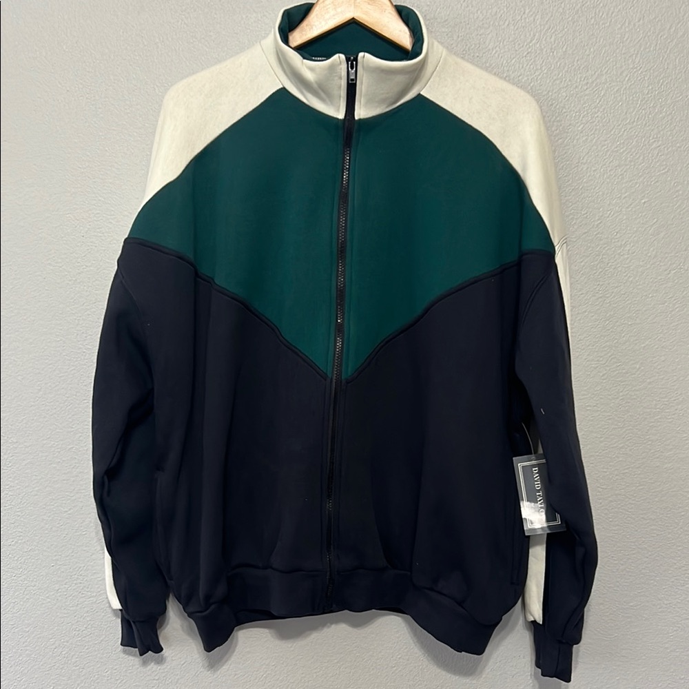 VTG David Taylor Green  Black Men’s XL Zip Up Sweater with‎ Color Block Design